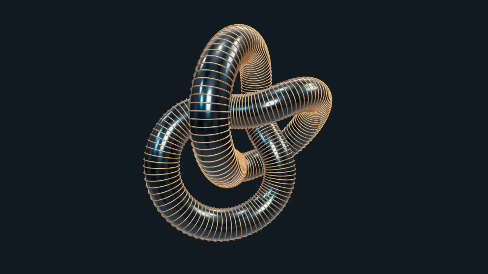Copper follows an impossible-looking curve. An endless sculptural knot catches the light as it turns.