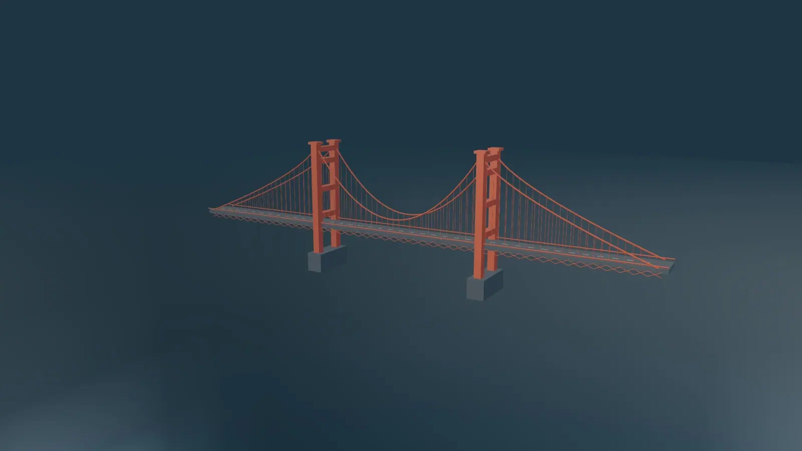 A Golden Gate Bridge study with suspended cables, twin towers and a journey along the deck.